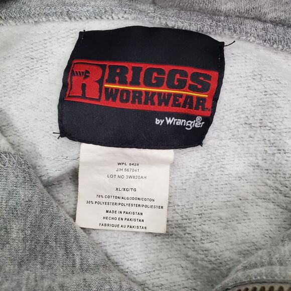 Riggs by Wrangler WorkWear Gray Thermal Full Zip Hoodie XL Distressed - Picture 4 of 7